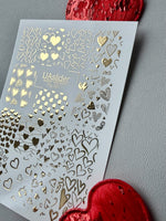 Heart Nail Decals — Gold Foil Mixed Hearts | Fg - 267 - UASLIDER