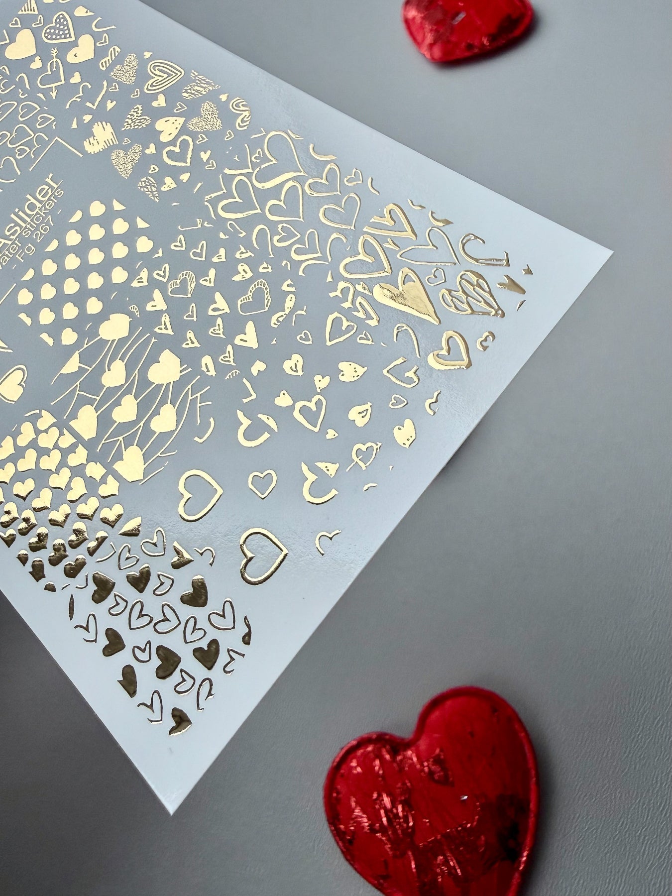 Heart Nail Decals — Gold Foil Mixed Hearts | Fg - 267 - UASLIDER