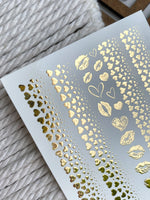 Heart Nail Decals — Gold Foil Outline Hearts & Lips Stickers | Fg-322 - UASLIDER