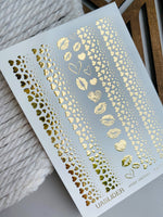 Heart Nail Decals — Gold Foil Outline Hearts & Lips Stickers | Fg-322 - UASLIDER