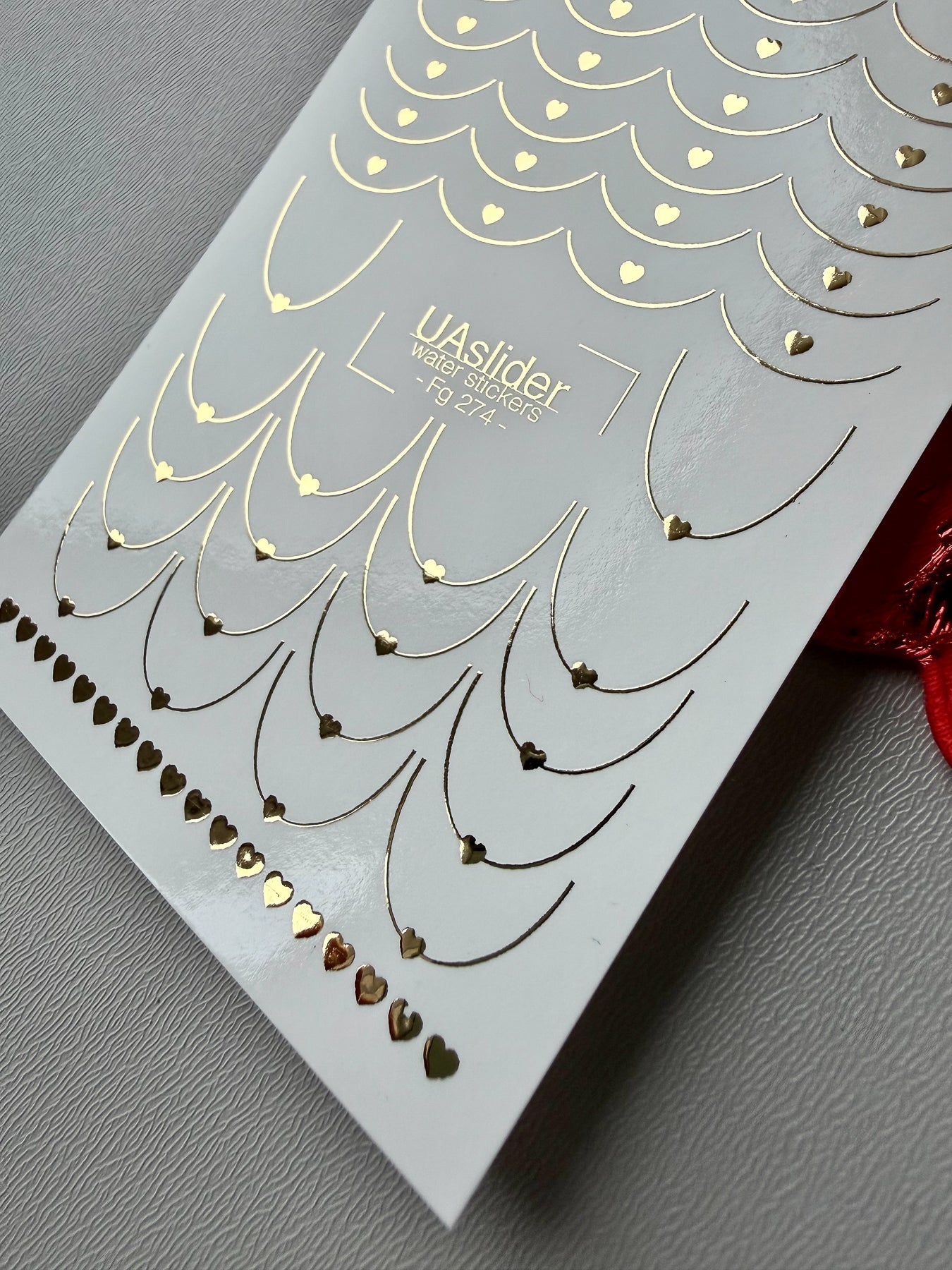 Heart Nail Decals — Gold Foil Scallop Lines & Hearts | Fg - 274 - UASLIDER