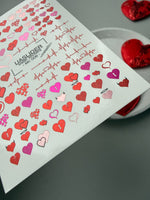 Heart Nail Decals — Metallic Devil Angel Hearts & Heartbeat | MC-006 - UASLIDER