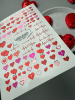 Heart Nail Decals — Metallic Devil Angel Hearts & Heartbeat | MC-006 - UASLIDER