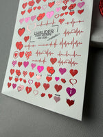 Heart Nail Decals — Metallic Devil Angel Hearts & Heartbeat | MC-006 - UASLIDER