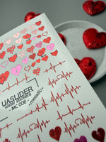 Heart Nail Decals — Metallic Devil Angel Hearts & Heartbeat | MC-006 - UASLIDER