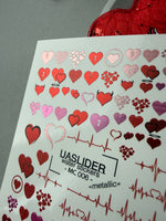 Heart Nail Decals — Metallic Devil Angel Hearts & Heartbeat | MC-006 - UASLIDER