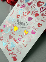 Heart Nail Decals — Metallic Love Hearts & Valentine Text | MC-001 - UASLIDER