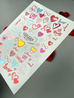 Heart Nail Decals — Metallic Love Hearts & Valentine Text | MC-001 - UASLIDER
