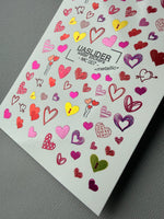 Heart Nail Decals — Metallic Sketchy Hearts Arrows & Locks | MC-007 - UASLIDER