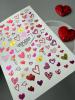 Heart Nail Decals — Metallic Sketchy Hearts Arrows & Locks | MC-007 - UASLIDER