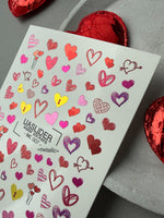 Heart Nail Decals — Metallic Sketchy Hearts Arrows & Locks | MC-007 - UASLIDER