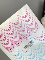 Heart Nail Decals — Pink & Blue Scale Pattern, Silver Foil | CF - 849 - UASLIDER
