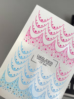 Heart Nail Decals — Pink & Blue Scale Pattern, Silver Foil | CF - 849 - UASLIDER