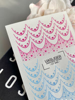 Heart Nail Decals — Pink & Blue Scale Pattern, Silver Foil | CF - 849 - UASLIDER