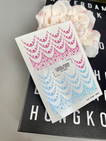 Heart Nail Decals — Pink & Blue Scale Pattern, Silver Foil | CF - 849 - UASLIDER