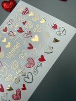 Heart Nail Decals — Red, Gold Foil & Line Art Hearts | CF - 057 - UASLIDER