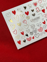 Heart Nail Decals — Red, Gold Foil & Line Art Hearts | CF - 057 - UASLIDER
