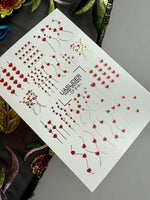 Heart Nail Decals — Red Hearts on Gold Foil Stems & Vines | CF - 819 - UASLIDER