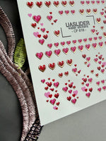 Heart Nail Decals — Red & Pink Hearts with Gold Foil Border | CF - 818 - UASLIDER