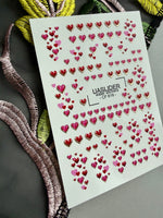Heart Nail Decals — Red & Pink Hearts with Gold Foil Border | CF - 818 - UASLIDER