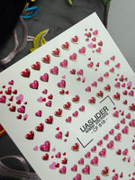 Heart Nail Decals — Red & Pink Hearts with Gold Foil Border | CF - 818 - UASLIDER