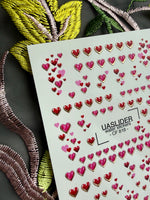 Heart Nail Decals — Red & Pink Hearts with Gold Foil Border | CF - 818 - UASLIDER