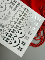 Heart Nail Decals — Silver Foil Hearts, Bows, Lips & Cherries | Fs-328 - UASLIDER