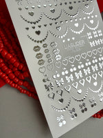 Heart Nail Decals — Silver Foil Hearts, Bows, Lips & Cherries | Fs-328 - UASLIDER