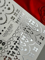 Heart Nail Decals — Silver Foil Hearts, Bows, Lips & Cherries | Fs-328 - UASLIDER