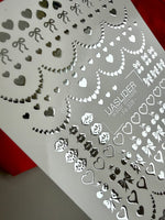 Heart Nail Decals — Silver Foil Hearts, Bows, Lips & Cherries | Fs-328 - UASLIDER