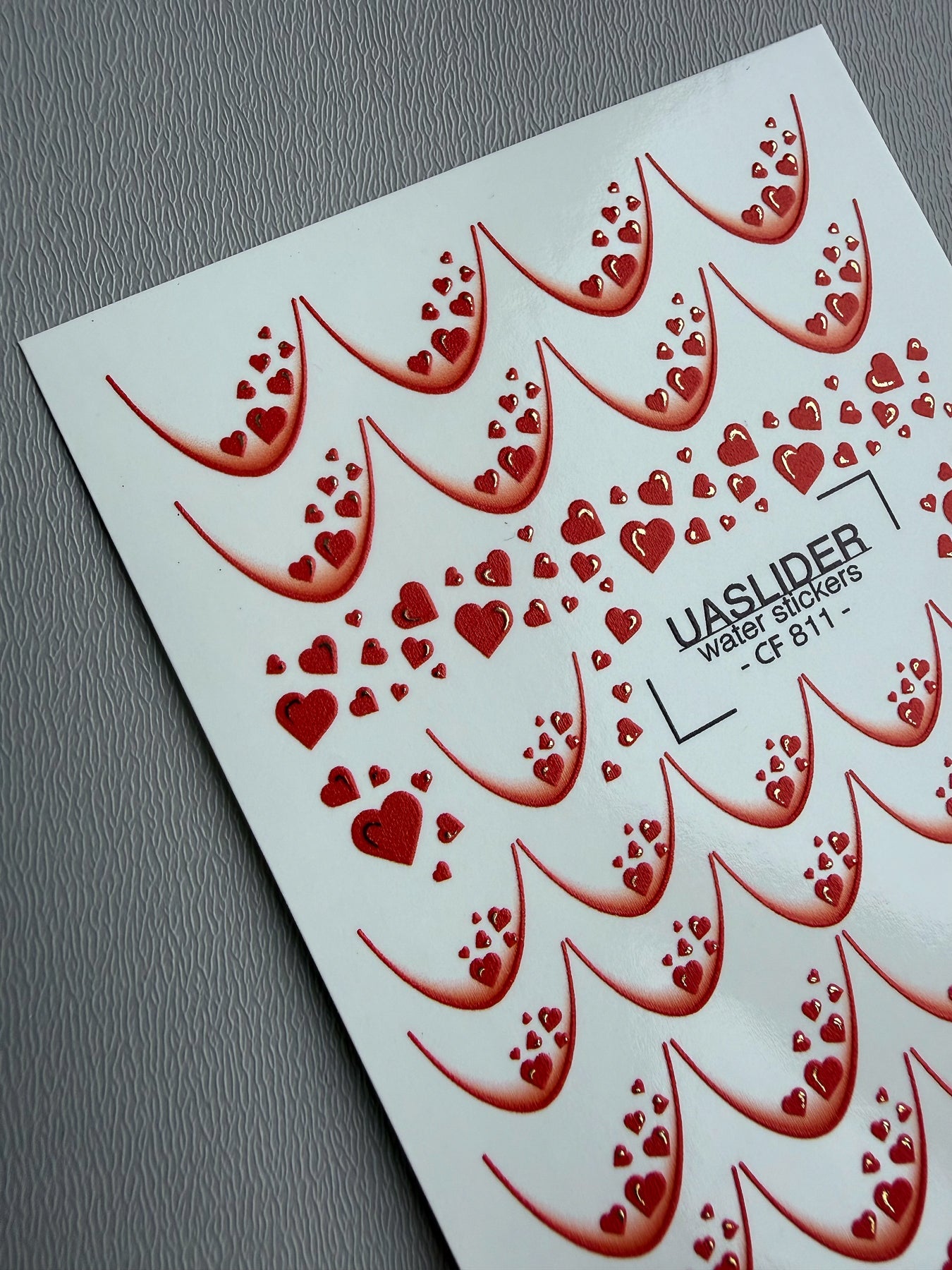 Heart Shower Nail Decals — French Tips with Hearts Gold Foil | CF - 811 - UASLIDER