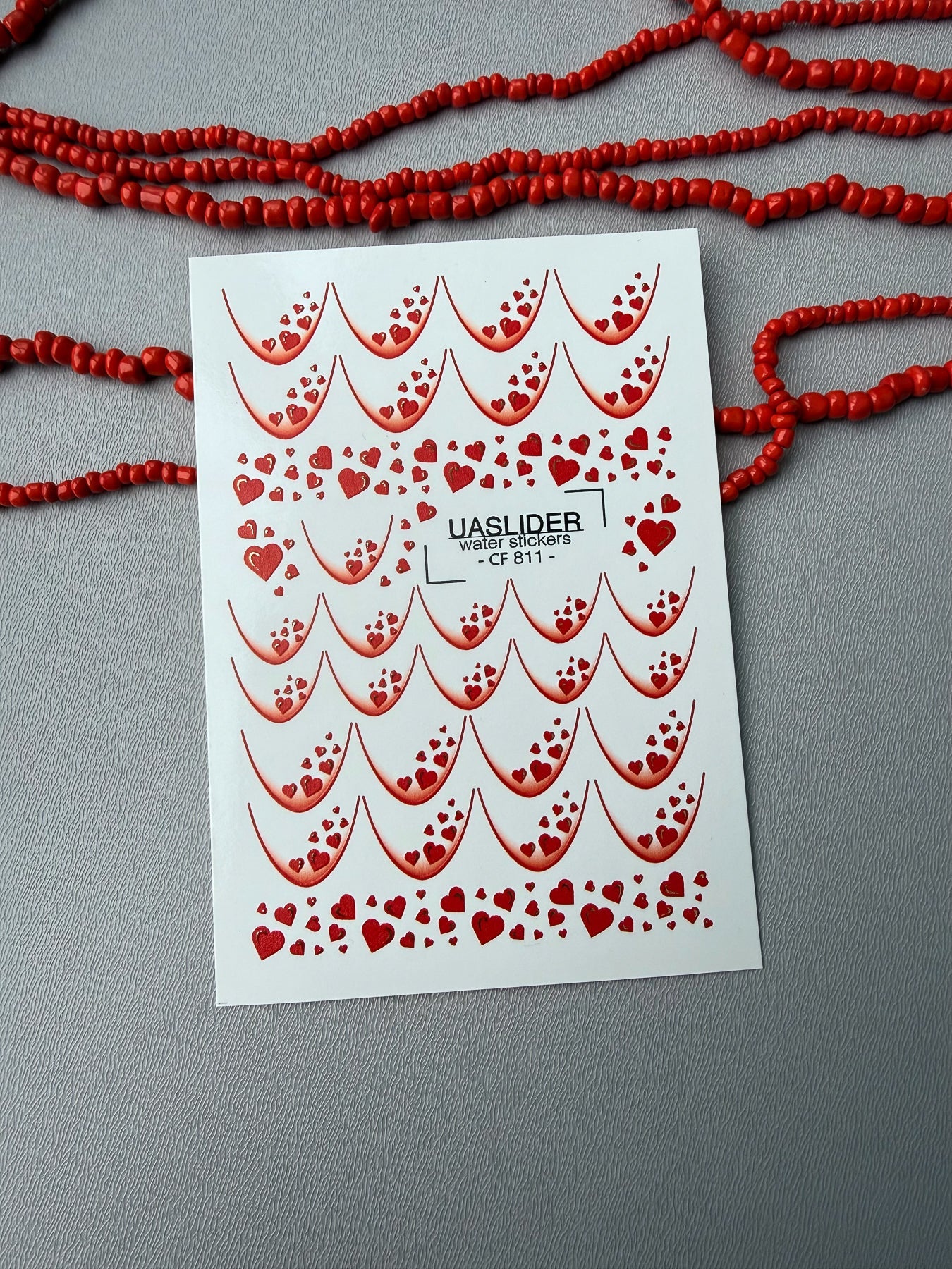 Heart Shower Nail Decals — French Tips with Hearts Gold Foil | CF - 811 - UASLIDER