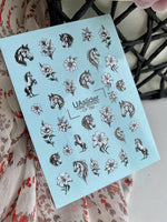 Horse & Floral Nail Decals — Black White Gold Foil | CF - 780 - UASLIDER