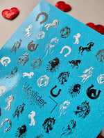Horse & Horseshoe Nail Decals — Black White Silver Foil | CF - 791 - UASLIDER