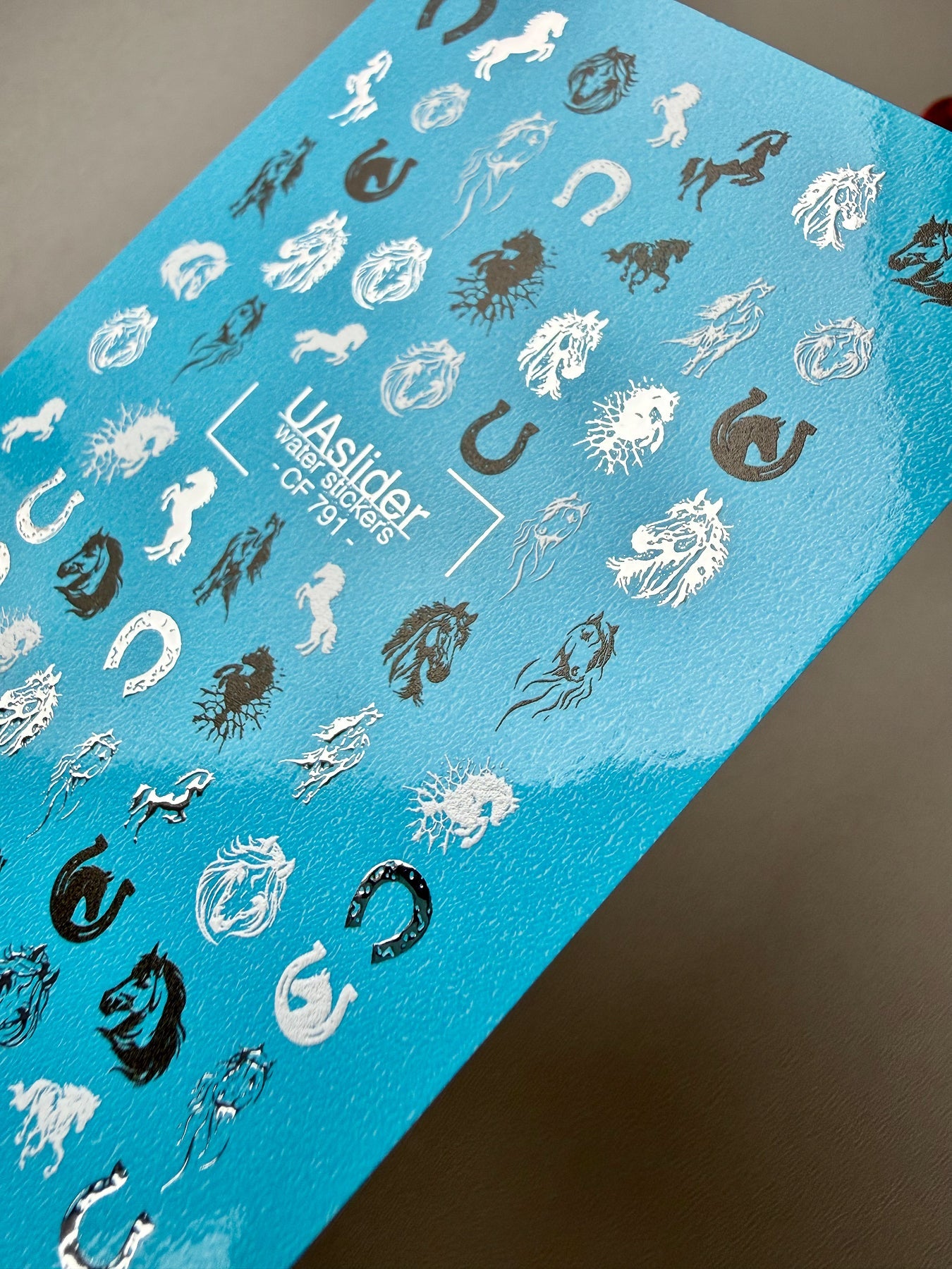 Horse & Horseshoe Nail Decals — Black White Silver Foil | CF - 791 - UASLIDER