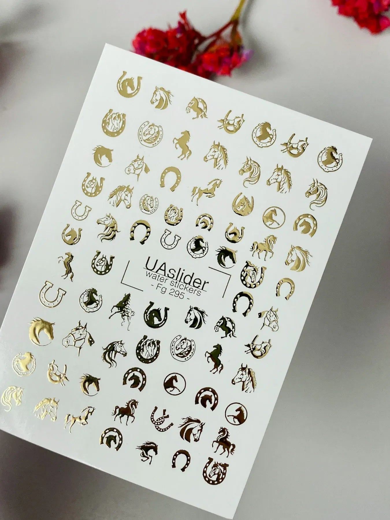 Horse Nail Decals — Gold Foil Horses & Horseshoes | Fg-295 - UASLIDER