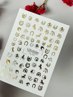 Horse Nail Decals — Gold Foil Horses & Horseshoes | Fg-295 - UASLIDER