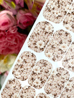 Ivory Blossom Manicure Wraps — Taupe Floral Pattern | mw-071 - UASLIDER