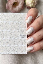 Ivory Floral Manicure Wraps — Tiny Gray & Beige Flowers | mw-081 - UASLIDER