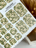 Ivory Floral Pedicure Nail Wraps — Sage & Gold Foil | pwg-075 - UASLIDER
