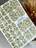 Ivory Floral Pedicure Nail Wraps — Sage & Gold Foil | pwg-075 - UASLIDER