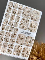 Ivory Floral Pedicure Wraps — Gold Foil Leaves | pwg-071 - UASLIDER