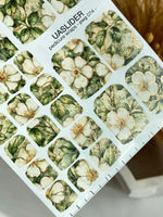 Ivory Floral Pedicure Wraps — Green Leaves & Gold Foil | pwg-074 - UASLIDER