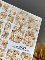 Ivory Floral Pedicure Wraps — Warm Beige & Gold Foil | pwg-062 - UASLIDER