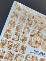 Ivory Floral Pedicure Wraps — Warm Beige & Gold Foil | pwg-062 - UASLIDER