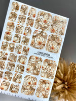 Ivory Floral Pedicure Wraps — Warm Beige & Gold Foil | pwg-062 - UASLIDER