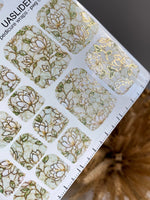 Ivory Magnolia Pedicure Wraps — Gold Foil & Sage | pwg-070 - UASLIDER