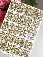 Ivory Wildflower Manicure Wraps — Olive Green Floral | mw-075 - UASLIDER