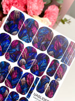 Jewel Tone Leaves Manicure Nail Wraps — Blue & Magenta | mw-112 - UASLIDER