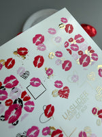 Kiss Print Nail Decals — Lips in Pink, Red & Gold Foil | CF - 809 - UASLIDER